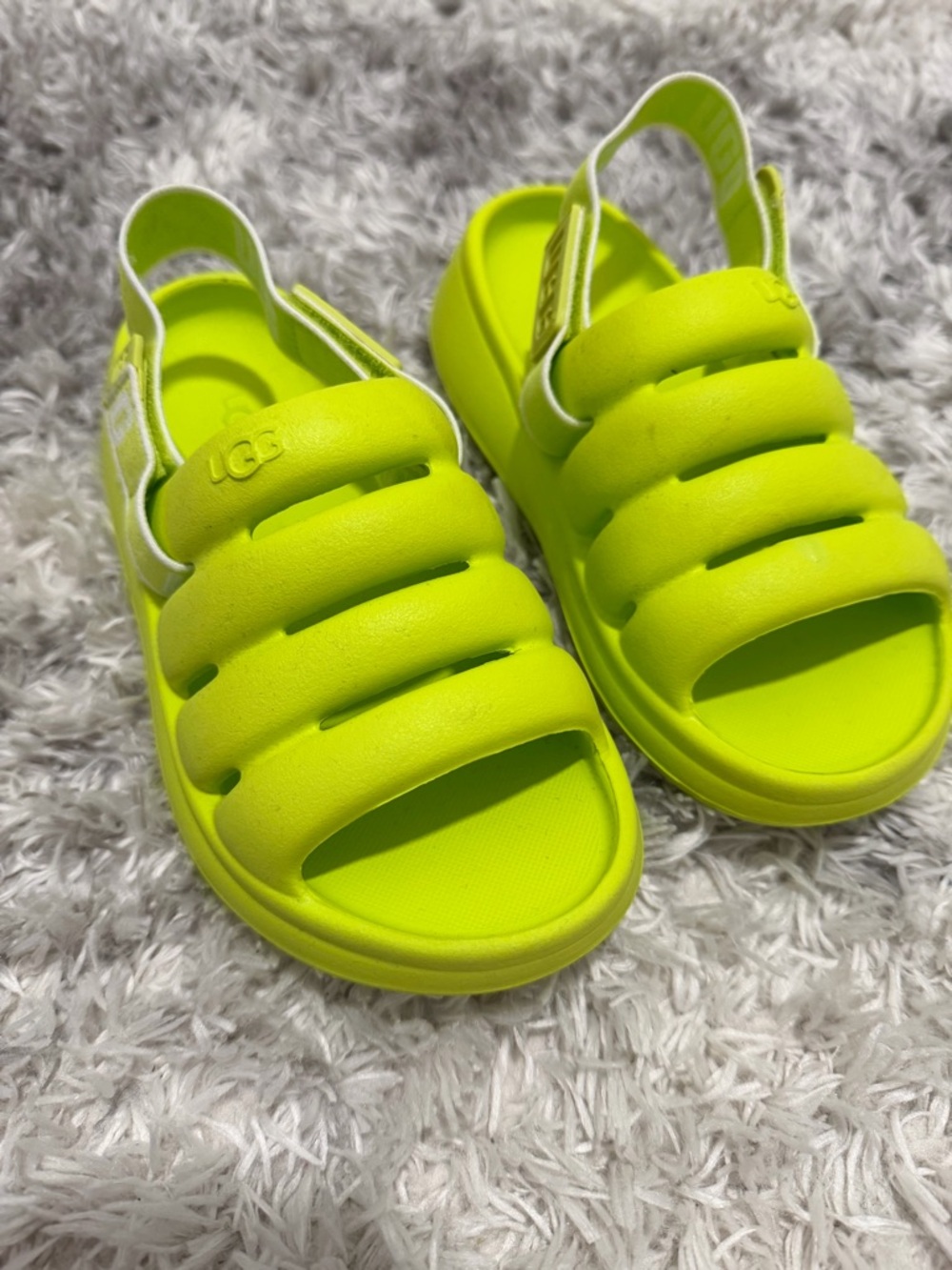 UGG Kids Neon Lime Slide Sandals